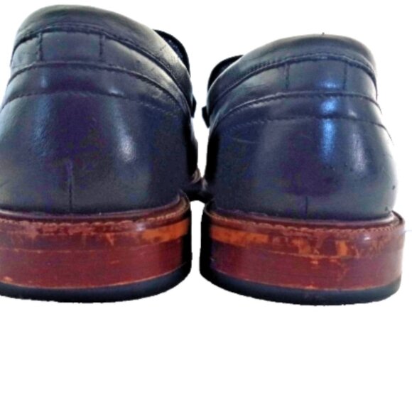 Aston Grey Salkin Men’s Dress Shoes Size 10 Black Leather Slip On EUC